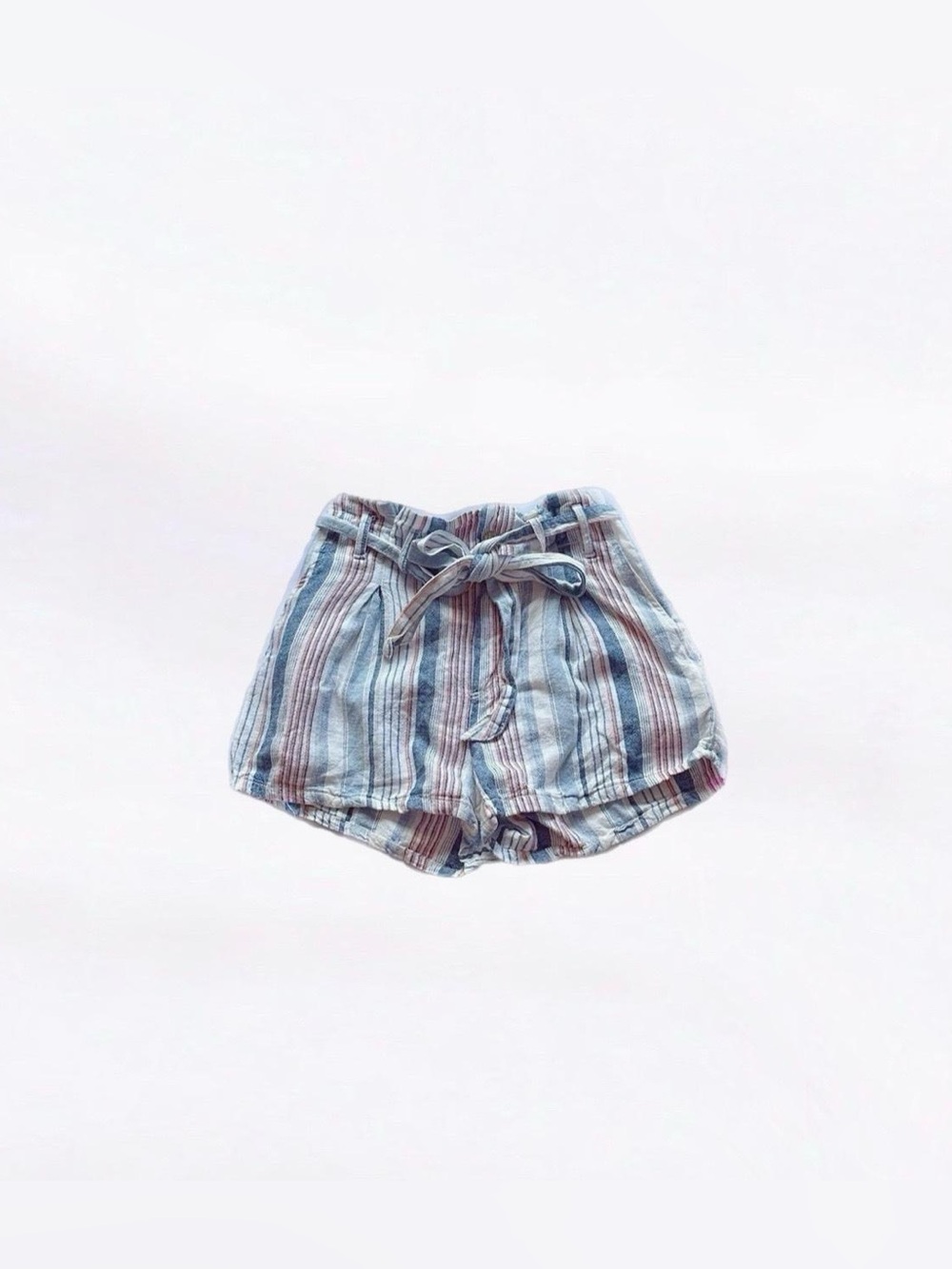 jolt ⋆ striped belted linen blend shorts
